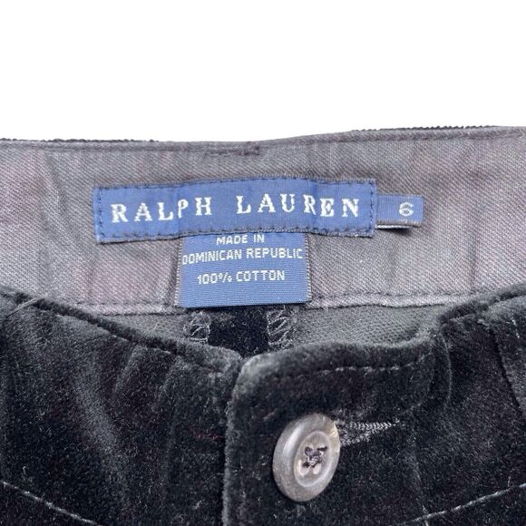 RALPH LAUREN Black Velvet Straight-Leg Pants Size 6 Dressy Evening Party - Picture 3 of 12